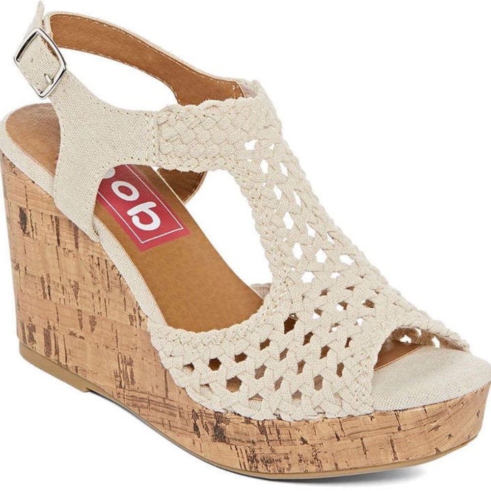Pop Womens Lilly Wedge Sandals 8 Natural